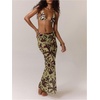 image:imageRoseSeek Womens Zebra Striped Swimsuit Coverups Skirts See Through Bodycon Maxi Beach Skirt Cover UpGreen