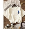 image:imageWomens Graphic Letter Tee Crew Neck Drop Shoulder Trendy Summer T Shirt Short Sleeve Vintage TopBeige Blue