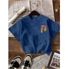 image:imageWomens Graphic Letter Tee Crew Neck Drop Shoulder Trendy Summer T Shirt Short Sleeve Vintage TopBlue