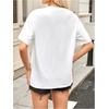 image:imageWomens Graphic Letter Tee Crew Neck Drop Shoulder Trendy Summer T Shirt Short Sleeve Vintage TopBow Black White