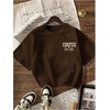 image:imageWomens Graphic Letter Tee Crew Neck Drop Shoulder Trendy Summer T Shirt Short Sleeve Vintage TopBrown and Beige
