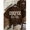image:imageWomens Graphic Letter Tee Crew Neck Drop Shoulder Trendy Summer T Shirt Short Sleeve Vintage TopBrown and Beige