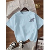 image:imageWomens Graphic Letter Tee Crew Neck Drop Shoulder Trendy Summer T Shirt Short Sleeve Vintage TopCheetah Light Blue
