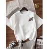 image:imageWomens Graphic Letter Tee Crew Neck Drop Shoulder Trendy Summer T Shirt Short Sleeve Vintage TopCheetah White