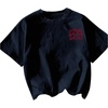image:imageWomens Graphic Letter Tee Crew Neck Drop Shoulder Trendy Summer T Shirt Short Sleeve Vintage TopDeep Blue