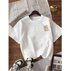 image:imageWomens Graphic Letter Tee Crew Neck Drop Shoulder Trendy Summer T Shirt Short Sleeve Vintage TopLetter White