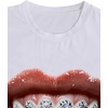 image:imageWomens Graphic Letter Tee Crew Neck Drop Shoulder Trendy Summer T Shirt Short Sleeve Vintage TopMouth White