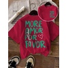 image:imageWomens Graphic Letter Tee Crew Neck Drop Shoulder Trendy Summer T Shirt Short Sleeve Vintage TopRed