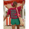 image:imageWomens Graphic Letter Tee Crew Neck Drop Shoulder Trendy Summer T Shirt Short Sleeve Vintage TopRed