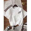 image:imageWomens Graphic Letter Tee Crew Neck Drop Shoulder Trendy Summer T Shirt Short Sleeve Vintage TopWhite Grey