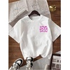 image:imageWomens Graphic Letter Tee Crew Neck Drop Shoulder Trendy Summer T Shirt Short Sleeve Vintage TopWhite Hot Pink
