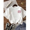 image:imageWomens Graphic Letter Tee Crew Neck Drop Shoulder Trendy Summer T Shirt Short Sleeve Vintage TopWhite Red