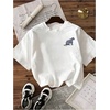 image:imageWomens Graphic Letter Tee Crew Neck Drop Shoulder Trendy Summer T Shirt Short Sleeve Vintage TopWhite and Blue