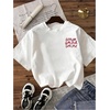 image:imageWomens Graphic Letter Tee Crew Neck Drop Shoulder Trendy Summer T Shirt Short Sleeve Vintage TopWhite and Red