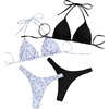 image:imageRoseSeek 2 Pack Leopard Print Bikini Sets Halter Triangle Top Brazilian Bottom Animal Print Swimwear BundleBlue Floral and Black