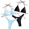 image:imageRoseSeek 2 Pack Leopard Print Bikini Sets Halter Triangle Top Brazilian Bottom Animal Print Swimwear BundleBlue and Leopard
