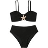 image:imageRoseSeek Girls 2 Piece Padded Bathing Suit Wireless Starfish Swimsuit Spaghetti Strap Vacation Beachwear SetSolid Black