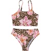 image:imageRoseSeek Girls 2 Piece Swimsuit Floral Cheetah Adjustable Straps High Cut Bikini Set Beach SwimwearMulticolor