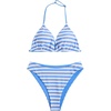 image:imageRoseSeek Girls 2 Piece Swimsuits Floral Gingham Halter Triangle Wireless Bikini Bathing SuitBlue and White