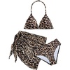 image:imageRoseSeek Girls 3 Piece Swimsuits Floral High Waisted Bikini Bathing Suit with Mesh Coverups SkirtDeep Brown