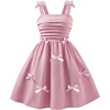 image:imageRoseSeek Girls Bowknot Ruched Cami Dress Textured Cute Party Dresses A Line DressPink