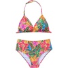 image:imageRoseSeek Girls Floral Halter Swimsuit High Waisted Triangle Boho 2 Piece Bikini Bathing Suit SwimwearHot Pink