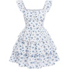 image:imageRoseSeek Girls Floral Summer Dress Ruffle Shirred High Waist Ruched Sweetheart A Line Spring DressBlue and White