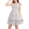 image:imageRoseSeek Girls Floral Summer Dress Ruffle Shirred High Waist Ruched Sweetheart A Line Spring DressWhite