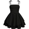 image:imageRoseSeek Girls Flowy Cami Dress Ruched Sleeveless Pink Layered Ruffle Kawaii Short Smocked Summer DressesBlack