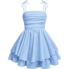 image:imageRoseSeek Girls Flowy Cami Dress Ruched Sleeveless Pink Layered Ruffle Kawaii Short Smocked Summer DressesLight Blue