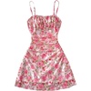 image:imageRoseSeek Girls Formal Cute Dresses Floral Mesh Ruched Mini Dress Spaghetti Strap Vacation Summer DressesBlue White