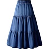image:imageRoseSeek Girls Ruffle Hem Denim Maxi Skirt High Waisted A Line Skirts Retro Vintage OutfitsDark Wash