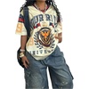 image:imageRoseSeek Jersey Shirts for Women Graphic Color Block Racing T Shirt Short Sleeve Crewneck Football Jerseys TShirtApricot