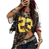 image:imageRoseSeek Jersey Shirts for Women Number Graphic Print Mesh Color Block V Neck Short Sleeve Football Jerseys TShirtCheetah Brown