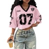 image:imageRoseSeek Jersey Shirts for Women Number Print V Neck Mesh Cropped Jersey Y2k Oversized Tshirts StreetwearPink