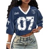 image:imageRoseSeek Jersey Shirts for Women Number Print V Neck Mesh Cropped Jersey Y2k Oversized Tshirts StreetwearRoyal Blue