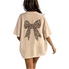 image:imageRoseSeek Overized Tshirts for Women Bow Leopard Graphic Tees Short Sleeve Aesthetic Baggy Summer TopsBeige