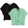 image:imageRoseSeek Womens 2 Packs Open Back Tops Criss Cross Cut Out Summer Casual T Shirt Crewneck Short Sleeve Backless TeeBlack and Light Green