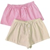 image:imageRoseSeek Womens 2 Packs Striped Linen Mini Shorts Drawstring Waist Button Front Lounge ShortsPink and Yellow