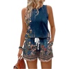 image:imageRoseSeek Womens 2 Piece Beach Vacation Clothes Floral Tank Top and Shorts Set Tropical Summer OutfitsDark Blue