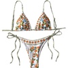 image:imageRoseSeek Womens 2 Piece Bikini Fruits Plaid Graphic Tie Back Bras and Bow Knot Side Thongs Beach OutfitsMulticolor