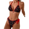 image:imageRoseSeek Womens 2 Piece Bikini Sets Cherry Print Spaghetti Strap Halter Bras and String Thongs Swimsuit SetsRed