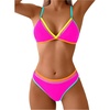 image:imageRoseSeek Womens 2 Piece Bikini Sets Color Block Triangle Bikini Top Brazilian Bottom Swimsuit SwimwearHot Pink