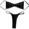 image:imageRoseSeek Womens 2 Piece Bikini Sets Grommet Eyelet Bra Thong Bathing Suit Summer Swimsuit SetBlack