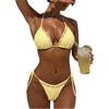 image:imageRoseSeek Womens 2 Piece Bikini Sets Textured Beaded Halter Bras and Tie Side Thongs Summer Beachwear SwimwearYellow