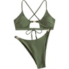 image:imageRoseSeek Womens 2 Piece Elegant Bikini Sets Lace Up Cut Out Bras and Thongs Beachwear SetArmy Green