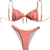 image:imageRoseSeek Womens 2 Piece Gingham Bikini Sets Tie Front Frill Bathing Suit Set Wireless Padded SwimsuitCoral Orange