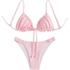 image:imageRoseSeek Womens 2 Piece Gingham Bikini Sets Tie Front Frill Bathing Suit Set Wireless Padded SwimsuitPink