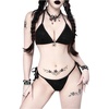 image:imageRoseSeek Womens 2 Piece Goth Swimsuits Spiderweb Graphic Halter Triangle String Bikini Set Tie Side Bathing SuitsBlack Red