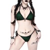 image:imageRoseSeek Womens 2 Piece Goth Swimsuits Spiderweb Graphic Halter Triangle String Bikini Set Tie Side Bathing SuitsDark Green
